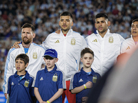 Argentina players stand during anthems before the FIFA World Cup 2026 Qualifier match between Argentina and Bolivia at Estadio Mas Monumenta...