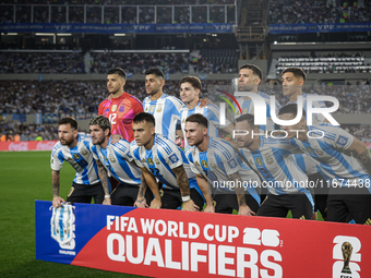 Argentina players pose for the team photo before the FIFA World Cup 2026 Qualifier match between Argentina and Bolivia at Estadio Mas Monume...