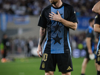 Lionel Messi of Argentina warms up before the FIFA World Cup 2026 Qualifier match between Argentina and Bolivia at Estadio Mas Monumental An...