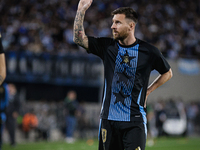 Lionel Messi of Argentina warms up before the FIFA World Cup 2026 Qualifier match between Argentina and Bolivia at Estadio Mas Monumental An...