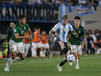 Rodrigo de Paul of Argentina and Gabriel Villamil of Bolivia are in action during the FIFA World Cup 2026 Qualifier match between Argentina...