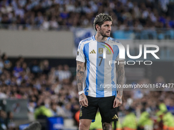 Rodrigo de Paul of Argentina plays during the FIFA World Cup 2026 Qualifier match between Argentina and Bolivia at Estadio Mas Monumental An...