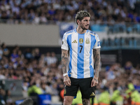 Rodrigo de Paul of Argentina plays during the FIFA World Cup 2026 Qualifier match between Argentina and Bolivia at Estadio Mas Monumental An...