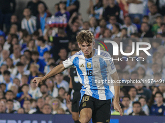 Nicolas Paz of Argentina plays during the FIFA World Cup 2026 Qualifier match between Argentina and Bolivia at Estadio Mas Monumental Antoni...