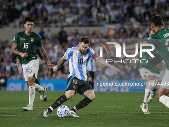 Lionel Messi of Argentina is in action during the FIFA World Cup 2026 Qualifier match between Argentina and Bolivia at Estadio Mas Monumenta...