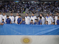 Argentina players stand during anthems before the FIFA World Cup 2026 Qualifier match between Argentina and Bolivia at Estadio Mas Monumenta...