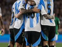 Lionel Messi of Argentina celebrates with his teammates after scoring the fifth goal of his team during the FIFA World Cup 2026 Qualifier ma...