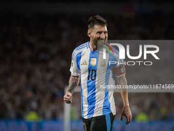 Lionel Messi of Argentina celebrates after he scores the fifth goal for his team during the FIFA World Cup 2026 Qualifier match between Arge...