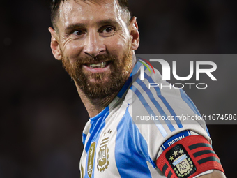 Lionel Messi of Argentina celebrates after he scores the fifth goal for his team during the FIFA World Cup 2026 Qualifier match between Arge...