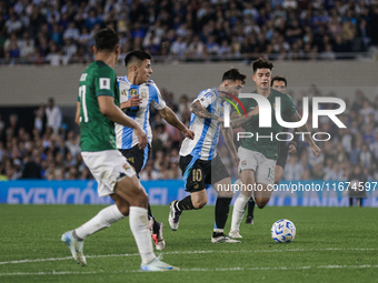 Lionel Messi plays during the FIFA World Cup 2026 Qualifier match between Argentina and Bolivia at Estadio Mas Monumental Antonio Vespucio i...