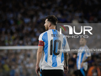 Lionel Messi participates in the FIFA World Cup 2026 Qualifier match between Argentina and Bolivia at Estadio Mas Monumental Antonio Vespuci...