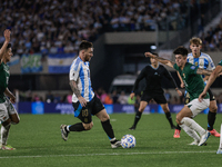 Lionel Messi acts during the FIFA World Cup 2026 Qualifier match between Argentina and Bolivia at Estadio Mas Monumental Antonio Vespucio in...