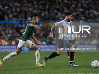 Lionel Messi plays during the FIFA World Cup 2026 Qualifier match between Argentina and Bolivia at Estadio Mas Monumental Antonio Vespucio i...