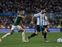 Lionel Messi plays during the FIFA World Cup 2026 Qualifier match between Argentina and Bolivia at Estadio Mas Monumental Antonio Vespucio i...