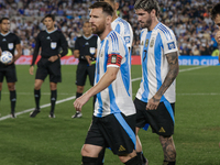 Argentina players stand before the FIFA World Cup 2026 Qualifier match between Argentina and Bolivia at Estadio Mas Monumental Antonio Vespu...