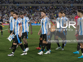 Argentina players stand before the FIFA World Cup 2026 Qualifier match between Argentina and Bolivia at Estadio Mas Monumental Antonio Vespu...