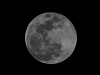 A close view of the Hunter's Supermoon over the city of Colombo, Sri Lanka, on October 17, 2024. October's full moon is known as the Hunter'...