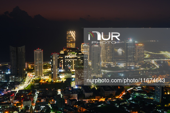 Night view of Colombo, Sri Lanka, on October 17, 2024. 