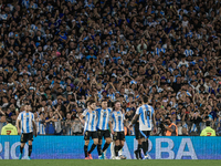 Lautaro Martinez of Argentina celebrates with his teammates after scoring the second goal of his team during the FIFA World Cup 2026 Qualifi...