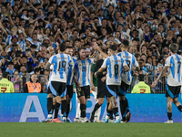 Lautaro Martinez of Argentina celebrates with his teammates after he scores the second goal of his team during the FIFA World Cup 2026 Quali...