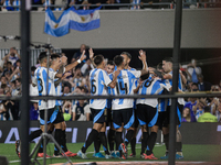 Lionel Messi of Argentina celebrates with his teammates after scoring the sixth goal of his team during the FIFA World Cup 2026 Qualifier ma...