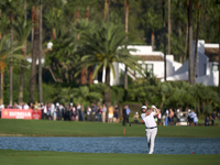 Adrian Otaegui of Spain plays his second shot on the 14th hole on day one of the Estrella Damm N.A. Andalucia Masters 2024 at Real Club de G...