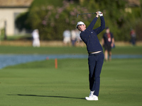 Tom McKibbin of North Ireland plays his second shot on the 14th hole on day one of the Estrella Damm N.A. Andalucia Masters 2024 at Real Clu...