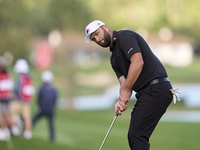 Jon Rahm of Spain plays a shot on the 14th green on day one of the Estrella Damm N.A. Andalucia Masters 2024 at Real Club de Golf Sotogrande...