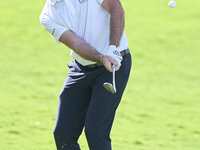 Julien Guerrier of France plays his second shot on the 11th hole on day one of the Estrella Damm N.A. Andalucia Masters 2024 at Real Club de...