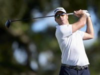 Julien Guerrier of France tees off on the 12th hole on day one of the Estrella Damm N.A. Andalucia Masters 2024 at Real Club de Golf Sotogra...