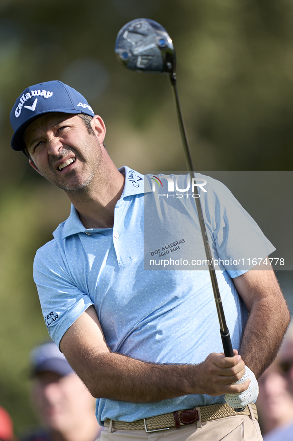 Jorge Campillo of Spain tees off on the 12th hole on day one of the Estrella Damm N.A. Andalucia Masters 2024 at Real Club de Golf Sotogrand...