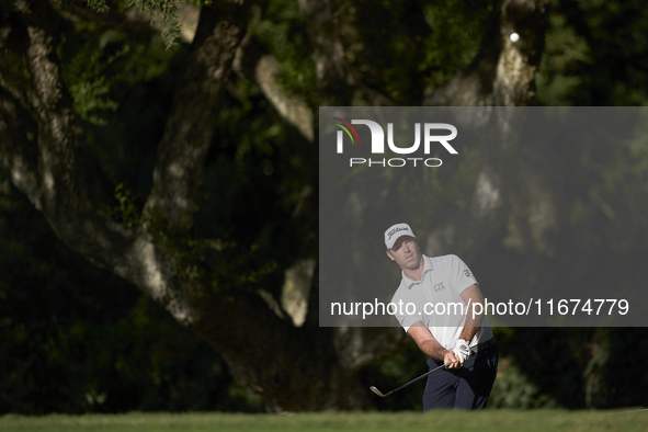 Julien Guerrier of France approaches his ball on the 14th green on day one of the Estrella Damm N.A. Andalucia Masters 2024 at Real Club de...