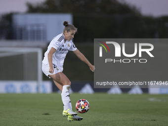 Filippa Angeldahl of Real Madrid women controls the ball during the UEFA Women's Champions League match between Real Madrid and Celtic Club...