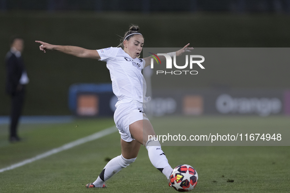 Athenea del Castillo of Real Madrid women plays during the UEFA Women's Champions League match between Real Madrid and Celtic club women at...