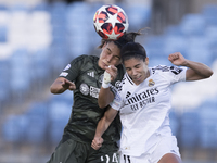 Alba Redondo of Real Madrid Women and Bruna Lourenco of Celtic Football Club Women fight for the ball during the UEFA Women's Champions Leag...