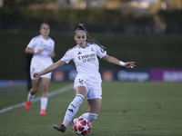 Athenea del Castillo of Real Madrid women plays during the UEFA Women's Champions League match between Real Madrid and Celtic club women at...