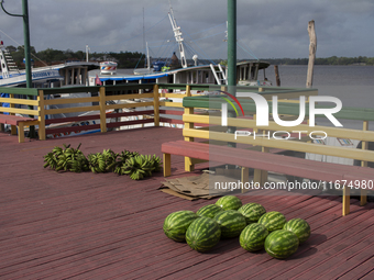 Bananas and watermelons are on the city's waterfront in Afua, Para, Brazil, on September 27, 2024. (