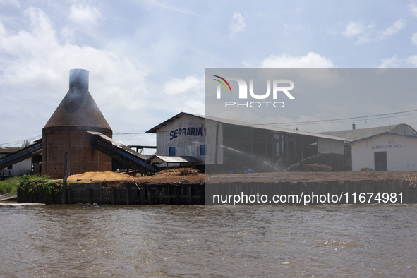 A lumber mill is located at the mouth of the Amazon River in Afua, Para, Brazil, on September 28, 2024. 