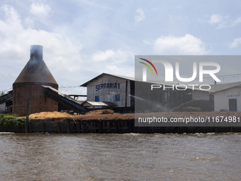 A lumber mill is located at the mouth of the Amazon River in Afua, Para, Brazil, on September 28, 2024. (