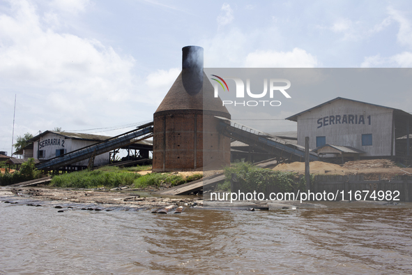 A lumber mill is located at the mouth of the Amazon River in Afua, Para, Brazil, on September 28, 2024. 