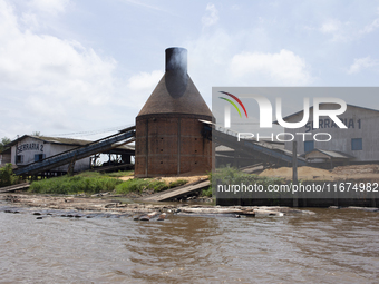 A lumber mill is located at the mouth of the Amazon River in Afua, Para, Brazil, on September 28, 2024. (