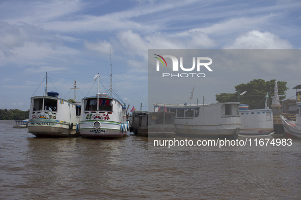 Typical Amazonian boats in Afua, Para, Brazil, on September 28, 2024. 