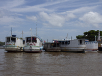 Typical Amazonian boats in Afua, Para, Brazil, on September 28, 2024. (