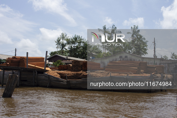 A lumber mill is located at the mouth of the Amazon River in Afua, Para, Brazil, on September 28, 2024. 