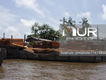 A lumber mill is located at the mouth of the Amazon River in Afua, Para, Brazil, on September 28, 2024. (