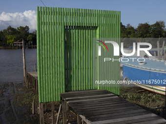 The entrance to the pier is at the mouth of the Amazon River in Afua, Para, Brazil, on September 29, 2024. (