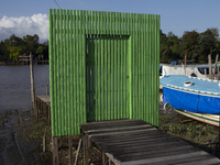 The entrance to the pier is at the mouth of the Amazon River in Afua, Para, Brazil, on September 29, 2024. (