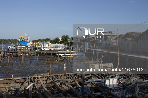 The scenery of the Afua waterfront at the mouth of the Amazon River in Afua, Para, Brazil, on September 29, 2024. 