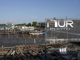 The scenery of the Afua waterfront at the mouth of the Amazon River in Afua, Para, Brazil, on September 29, 2024. (