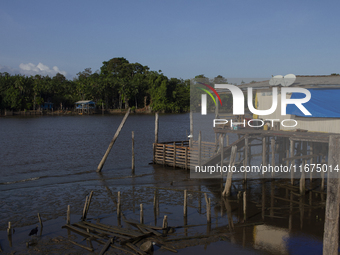 The scenery of the Afua waterfront at the mouth of the Amazon River in Afua, Para, Brazil, on September 29, 2024. (